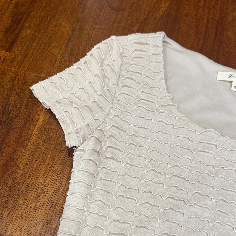 Forever 21 Ruffled Textured Cream Dress - Picture 3 of 5